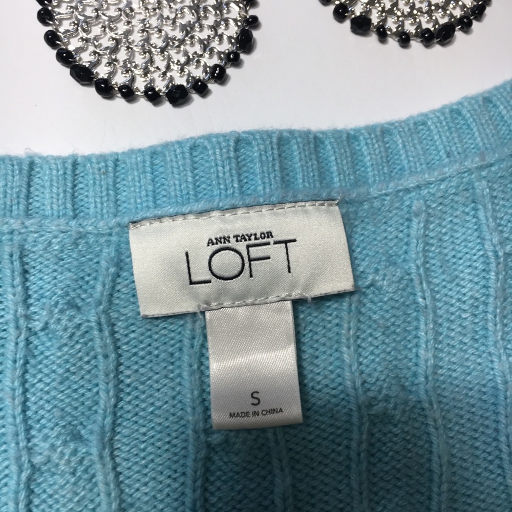 Loft Cable Net Ribbed Sweater with Rabbit Fur, szS - Picture 3 of 7